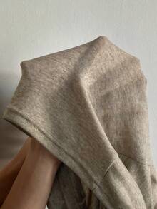 HautHeat Set pijama pentru femei, culoare solidă, cu decolteu în V, mânecă lungă, top scurt și pantaloni - Kaki - Vizualizare 6