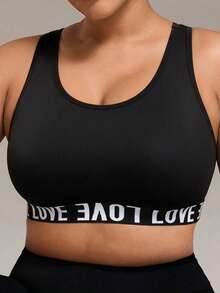 Áo ngực thể thao không dây in chữ cỡ lớn dành cho nữ - màu đen - Xem 3