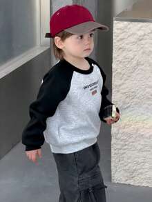 DAZY Toddler Boys' Crew Neck Contrast Raglan Sleeve Casual Streetwear Sweatshirt
