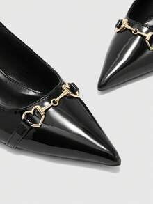 CUCCOO BIZCHIC 休闲通勤极简尖头露跟女式高跟鞋 - 黑色 - 查看 8