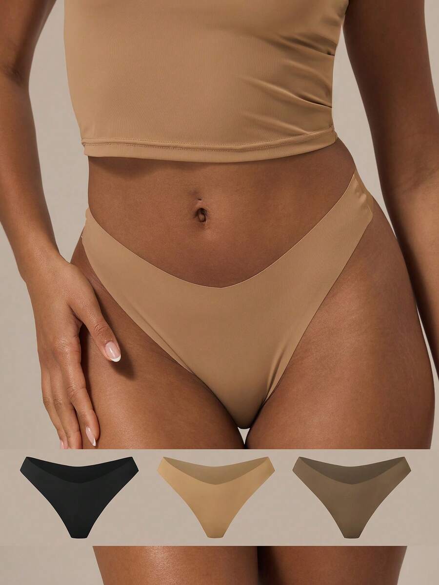 MUSERA ESSENTIALS Quần lót dây cao cổ không đường may, bộ 3 chiếc, thích hợp mặc nhà mùa thu đông, ấm cúng hàng ngày, cần thiết cho mùa xuân hè, kỳ nghỉ lễ. - Nhiều màu - Xem 1