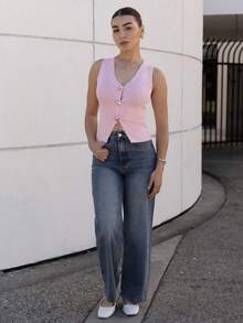 Andrea Bello Women's Sleeveless Single-Breasted Wide Strap Casual Summer Tank Top In Fall/Winter