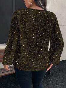 EMERY ROSE Plus Size Women's Casual Loose Fit Long Sleeve Shirt, Versatile Daily Wear - Multicolor - View 2