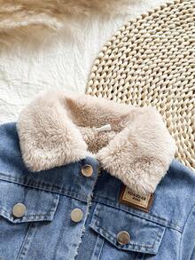 Vintaside Kids 男婴冬季字母刺绣翻领长袖保暖时尚牛仔夹克