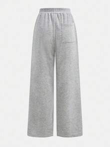 Girlism Tween Girl Loose Fit Pocket Decor Wide Leg Pants, Light Gray - Light Grey - View 2