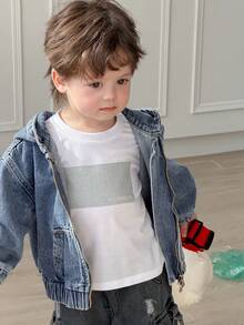 DAZY 幼儿男童休闲宽松连帽水洗牛仔外套 - 藍色 - 查看 5