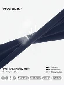 GLOWMODE 31" PeakBum Powersculpt™-Air Play The Flare Sweat-Wicking Cool Feel Butt-Lifting Leggings High Impact Workout Running Training Fall Winter - Dark Blue - View 5