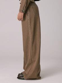 MUSERA Low Rise Straight Leg Denim Co-Ord Jeans Only Casual Cute Autumn Winter Cosy Lounge Coco Cloud - Brown - View 3