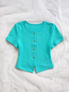 Soleia 女士度假针织纹理圆领开衫，饰有蝴蝶结和金属纽扣，修身下摆开衩，适合度假、约会、下午茶、海滩、邮轮、城市旅行、音乐节、波西米亚风度假等场合。 - 薄荷綠 - 查看 5