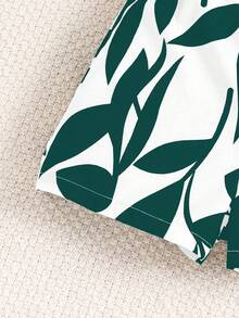 Elladie kids Mono de verano casual con estampado floral y cuello halter para niña - Verde - Ver 3