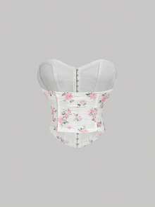 SHEIN MOD 女士蕾丝印花抹胸上衣