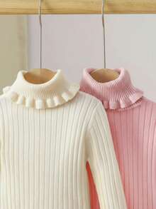 LMoss Kids 2pcs/Set Young Girl Fitted Casual Apricot & Pink Sweater, Spring/Summer - Multicolor - View 3