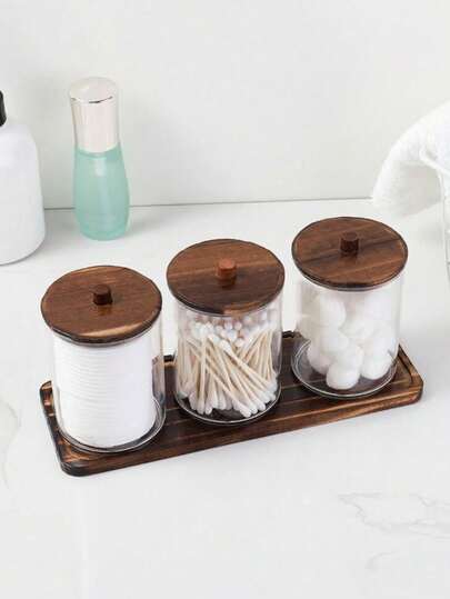 Plastic Transparent Round Cleaning Swab Storage Box ,Modern Portable Desktop Storage Box For Household