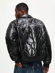 ROMWE MEN Street Life Men's Casual Black Cotton Long Sleeve Jacket - Black - View 3