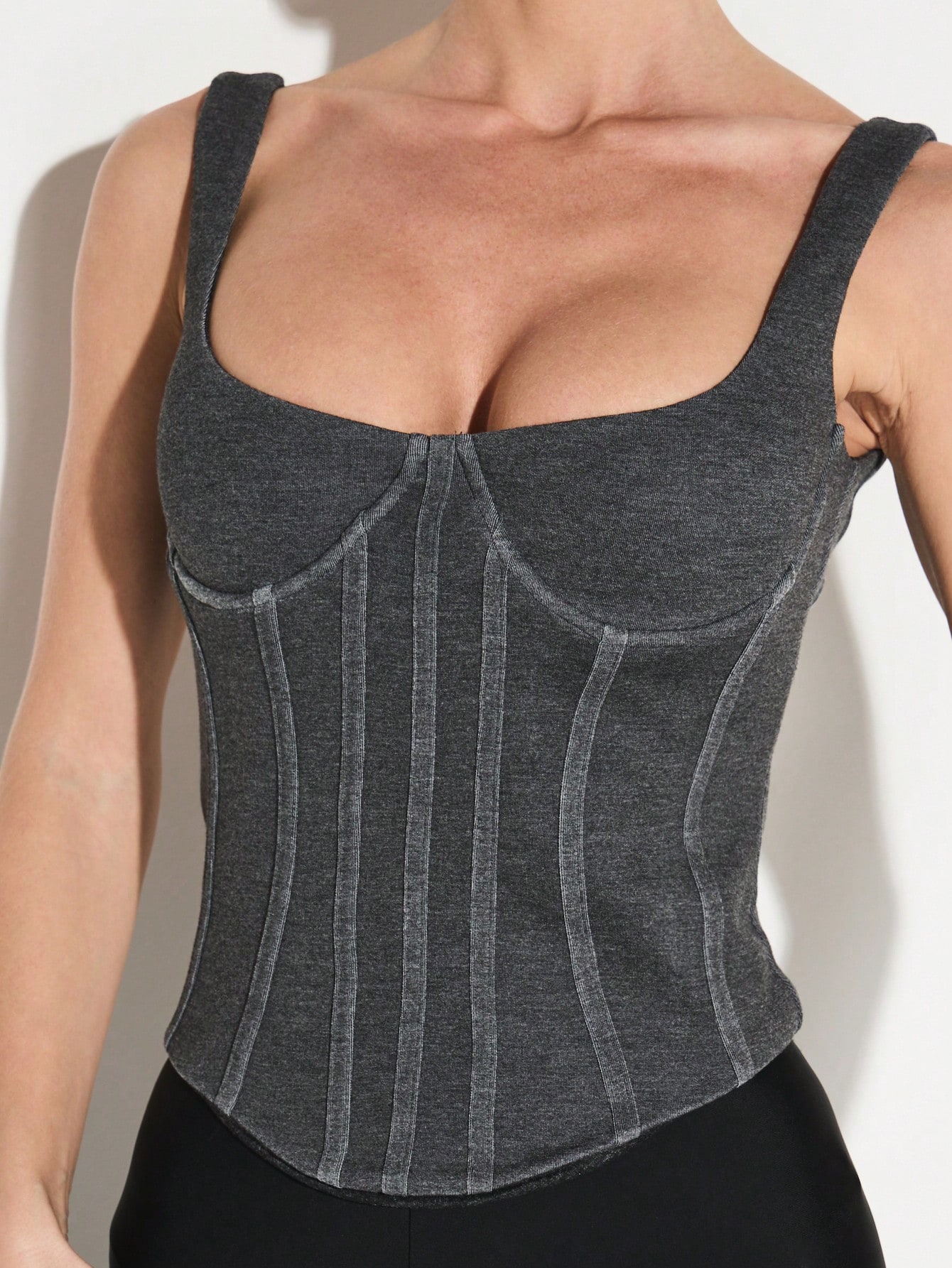 KIZN Structured Corset Tank With Square Neckline