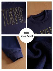 TOKVUE Sudadera con capucha bordada con gráfico para hombre - azul real - Ver 5