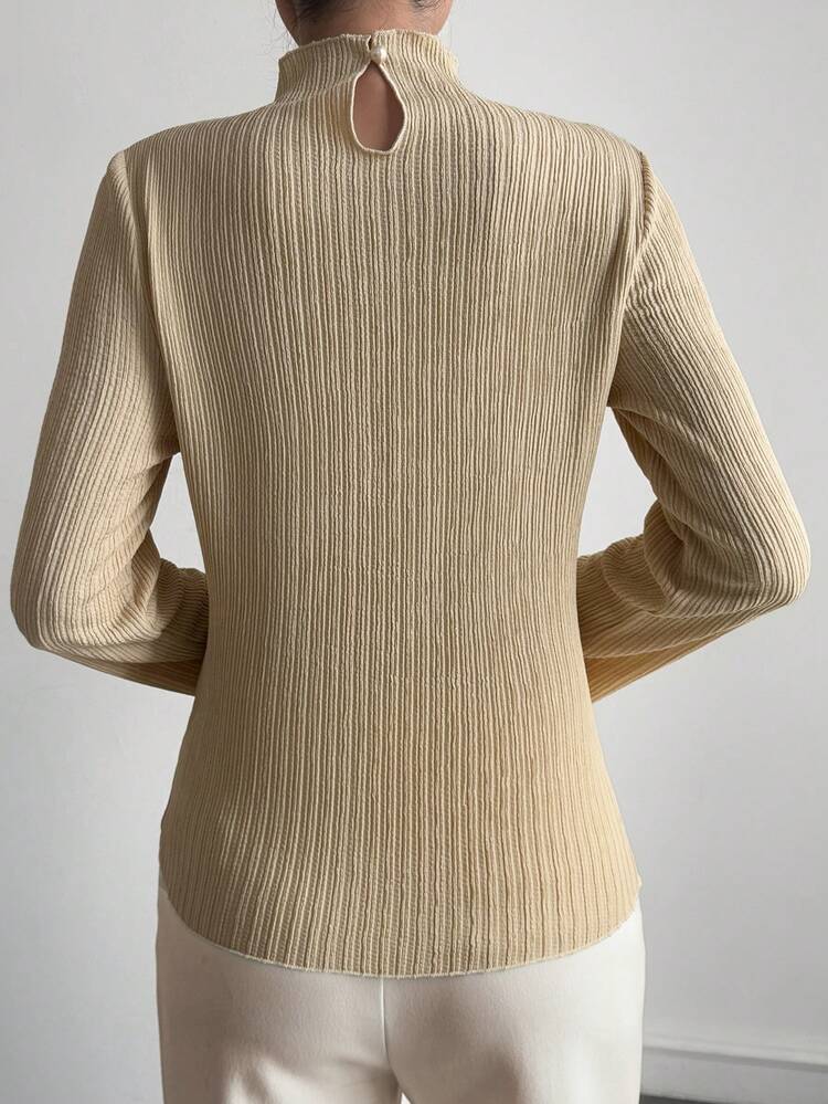 Women's Casual Solid Color Turtleneck Long Sleeve T-Shirt