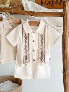 Vintaside Kids Bộ áo sơ mi tay ngắn cài nút thời trang thường ngày cho bé trai - Nhiều màu - Xem 3