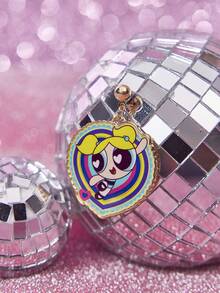 THE POWERPUFF GIRLS X SHEIN 1 Cặp bông tai hợp kim kẽm họa tiết bong bóng thời trang dành cho nữ, sang trọng, phong cách cao cấp, thích hợp cho tiệc tùng, hòa nhạc/lễ hội - Vàng - Xem 4