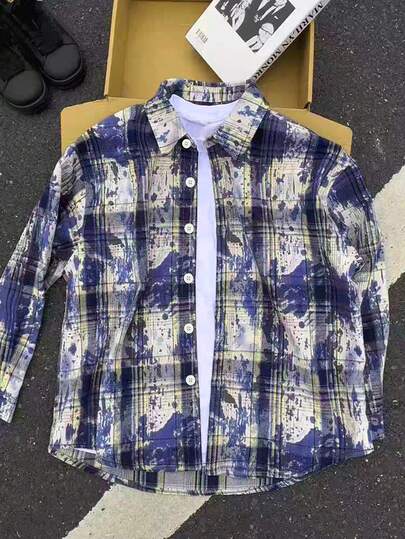 Manfinity Dauomo 男士上衣 - 现代街头风套头衫，长袖休闲冬装，适合日常和正式场合，秋季时尚，几何图案，舒适面料，衬衫，都市风格，情人节礼物，圣诞节礼物，新年礼物，男友礼物，生日礼物