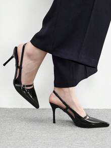 CUCCOO BIZCHIC Women's Elegant Pointed Toe Pumps With Buckle, Suitable For Commuting For Christmas - Black - View 2