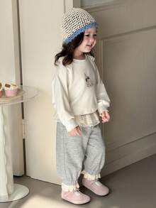 DAZY Baby Girl Ruffled Waistband Patchwork Pants