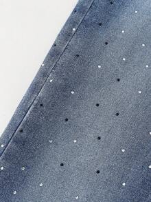 SHEIN Quần jeans ống loe co giãn rách nhẹ đa năng phong cách Y2K dành cho nữ tuổi teen, có thể phối cùng áo dài tay. - Màu xanh lam - Xem 5