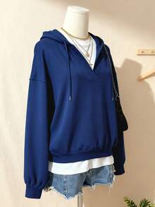 Resyla 1pc Women's Fashionable Casual Embroidered Sweatshirt With 2 In 1 Design - Multicolor - View 4