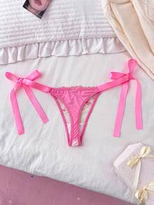 Süße und niedliche Herz-Stickerei Schleifen-Slip für Frauen - Pink - Übersicht 2