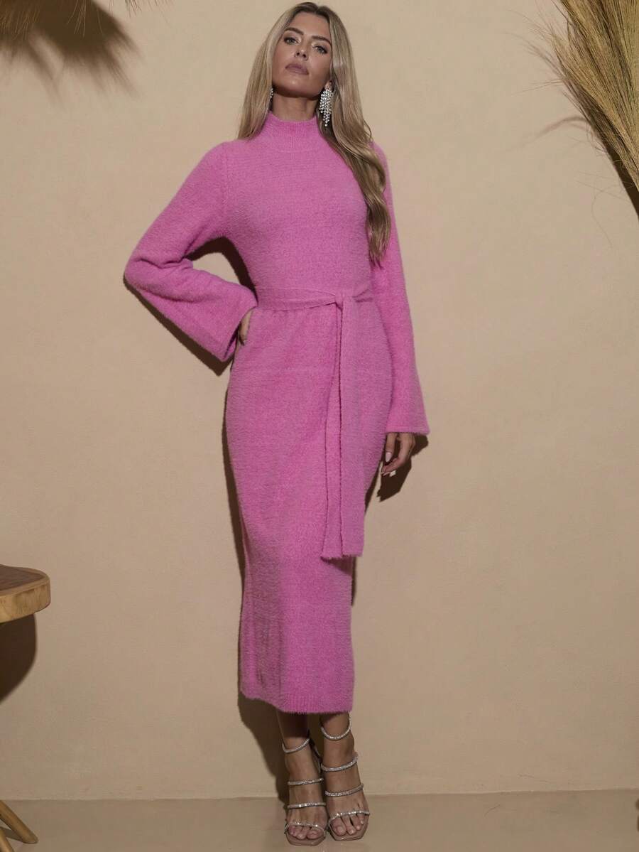 Dancing Leopard Marlow Dress In Bubblegum Bubblegum Pink Sweater Autumn Weekend Dinner Evening City Restaurant Theatre Refined Modern Polished Timeless Versatile Elegant - Pink - View 1