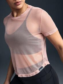 Powerista Áo thun thể thao tay ngắn mỏng nhẹ tối giản màu trơn dành cho nữ, mặc hàng ngày - Hồng - Xem 4