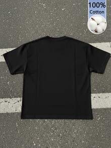 Attitoon Women's Casual Loose Fit Drop Shoulder Crew Neck Short Sleeve Black T-Shirt With LA Hand Gesture Print - Summer/Fall/Winter Streetwear, Vintage Retro Hip-Hop Style, Back To School & Women's Casual Outfits,Graphic Tees