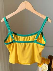 Comfortcana Brazil Flag Print Sleeveless Tank Top With Sports Team Design - Yellow - View 2