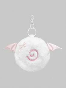 ROMWE Kawaii 1Pc Cute Fish-Shaped Plush Cake Purse, Back To School Student Bluetooth Headset Storage Bag, Small Wing Bow Tie High-Value Hanging - White - View 10