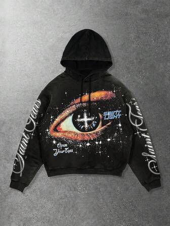 Street Life Sudadera con capucha con gráfico de copos de nieve y ojo para hombre, uso casual para otoño/invierno