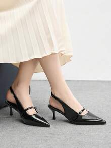 CUCCOO BIZCHIC 女士时尚优雅尖头高跟鞋，适合派对和通勤场合 - 黑色 - 查看 5