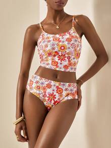 Écloséra Bộ đồ bơi tankini họa tiết hoa nhiều màu sắc thời trang đi biển mùa hè cho nữ 2 món - Nhiều màu - Xem 5