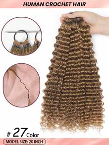 Boho Braids 100%真人发丝,深波浪羽毛线波西米亚风钩编发,真人发沙龙级丝滑无痕隐形接发,适合发量较少的女性,微环预编真人发接发 - S27 - 查看 3