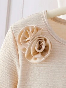 Glamorique Kids Váy dạ hội thanh lịch cho bé gái, cổ tròn đính cườm hoa 3D trang phục Giáng sinh và Halloween, màu đỏ - Rượu sâm banh - Xem 5