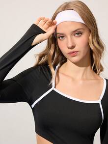 CourtClass 女士插肩袖短款T恤和裙子/短裤两件套运动服 - 黑色 - 查看 8