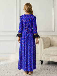 Tween Girls' Elegant Blue Floral Dress - Blue - View 2