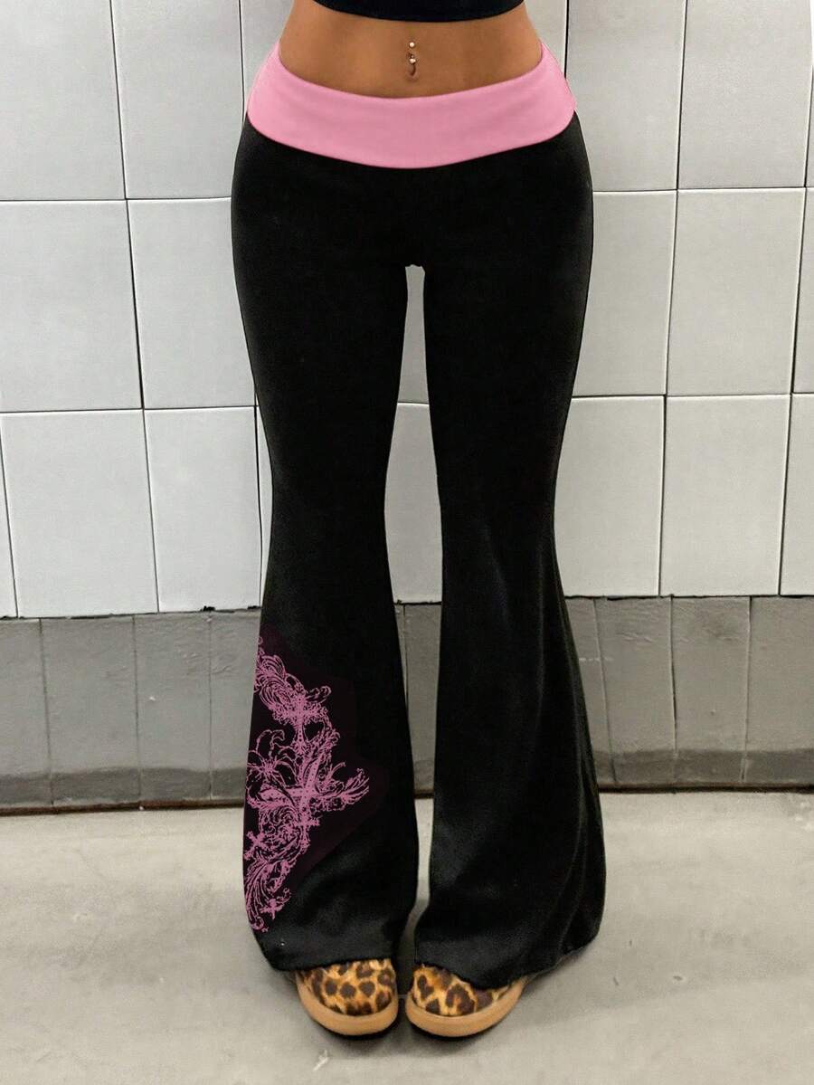 StreetHx Quần in họa tiết tương phản đen đỏ dành cho nữ - Nhiều màu - Xem 1