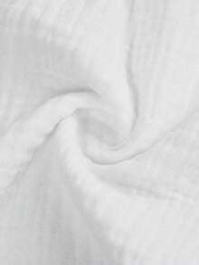 SHEIN Serisse Kids Tween Girls Daily Wear Outfits Casual Basic 100%Cotton Elastic Waistband White Pants, Wide Leg Pants, Back To School Winter Cozy Fall & Winter Styles Girl Wide Leg Pant White Long Pants Suitable For New Year, Daily, Celebration, Autumn & Winter Outfits For Easy Comfort, Autumn & Winter Layers For Girls, Stylish Girls - White - View 7