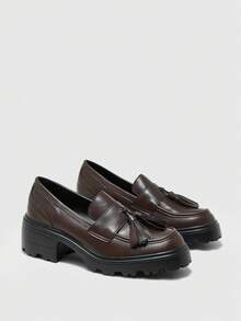 CUCCOO BIZCHIC Comodi zeppe e flatform casual da donna per loafer natalizi - Castano - Visualizzare 7