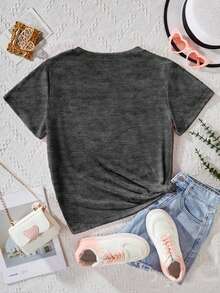 EMERY ROSE 1 pieza Camiseta de talla grande de unicolor - Gris Oscuro - Ver 2