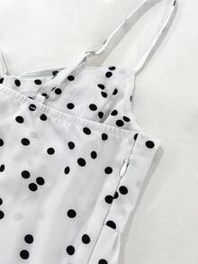 INAWLY Váy không tay cổ chữ V chấm bi trắng cổ điển dành cho nữ với họa tiết hoa nhún bèo, viền phồng nhiều tầng, phong cách nghỉ dưỡng bãi biển Pháp thanh lịch, tiệc tùng gợi cảm, lễ hội âm nhạc, hẹn hò ngày lễ tình nhân, váy ngắn lãng mạn giản dị cho mùa xuân/hè - Màu be - Xem 5