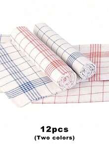 6条/12条装大号格子厨房抹布，吸水性强，柔软可重复使用清洁布，速干洗碗布，洗碗抹布 - 彩色 - 查看 15