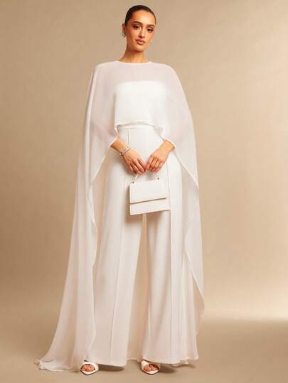 Silquee 여성용 쉬폰 스트랩리스 점프수트, 단색, 패셔너블, 우아함, 루즈