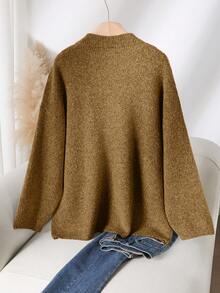 CosyJoli Große Größen Rhombus Muster Farbblock Lässiger Langarm Pullover Sweater Herbst Winter Kleidung für Frauen