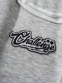 ROMWE MEN Men's Casual Versatile Letter Graphic Drawstring Waist Sweatpants - Light Grey - View 5